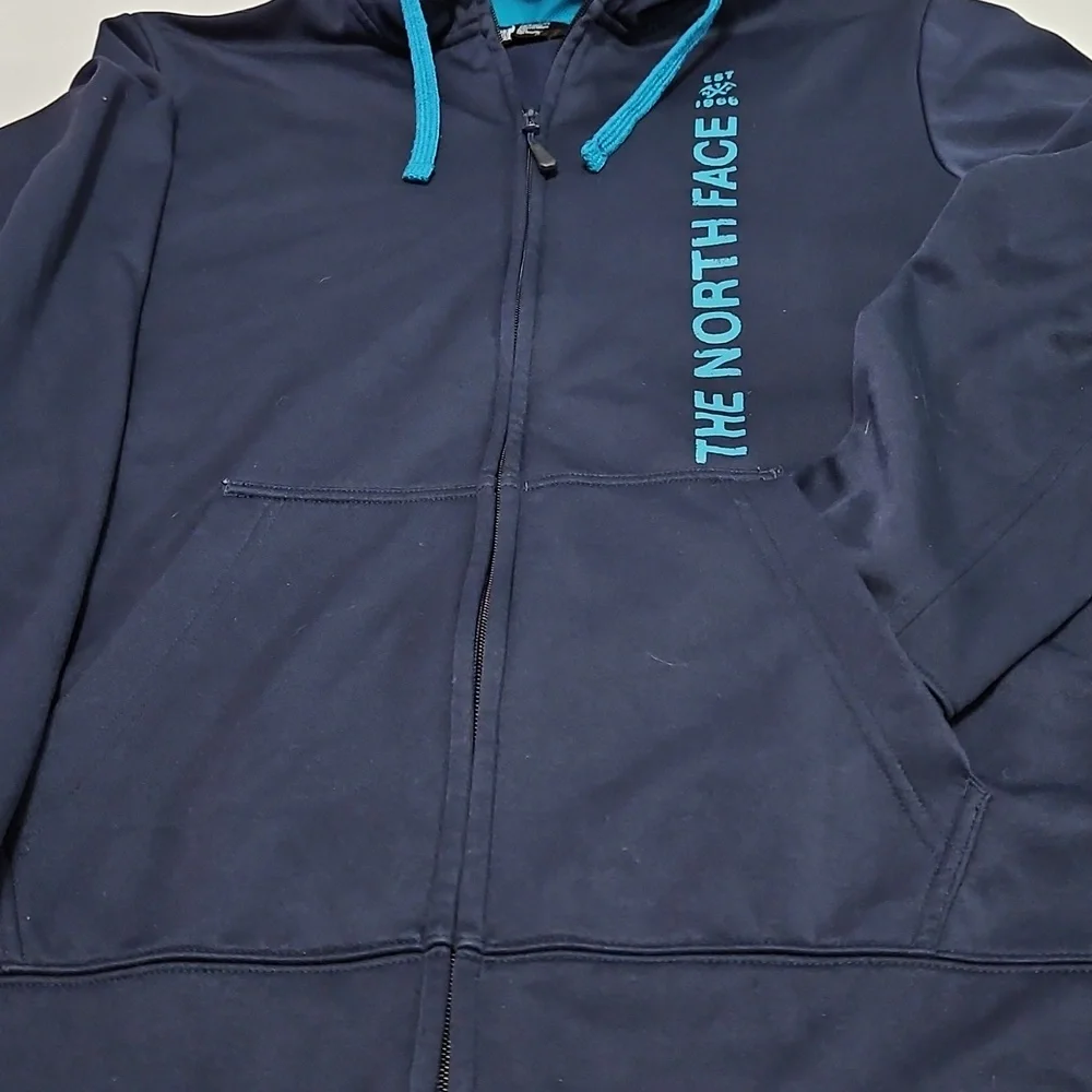 The North Face Full Zip Hooded Sweatshirt Jacket Men's Size M/M Navy Blue #1023